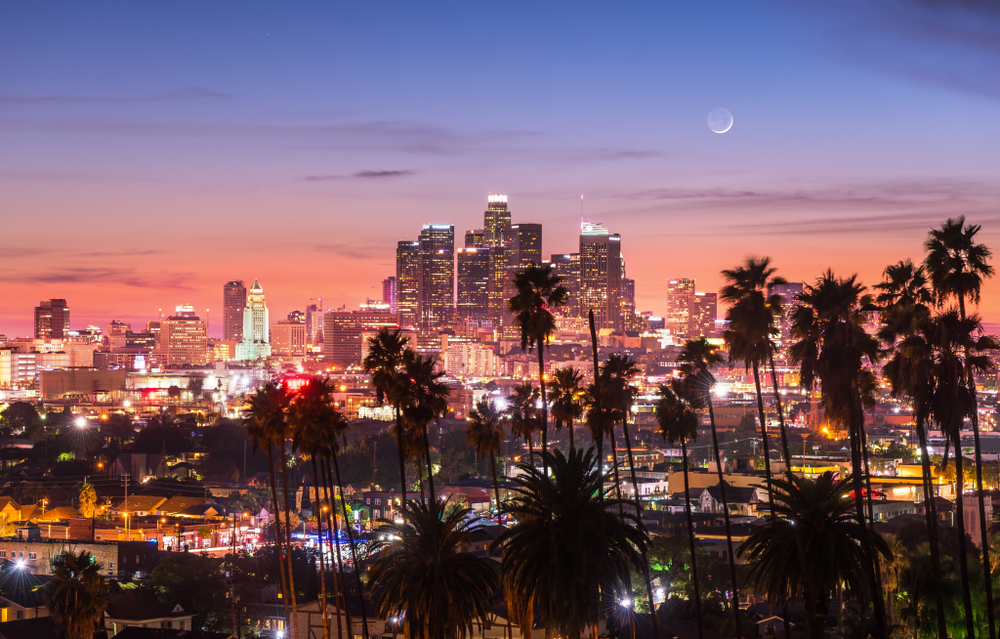 Beautiful,Sunset,Through,The,Palm,Trees,,Los,Angeles,,California.